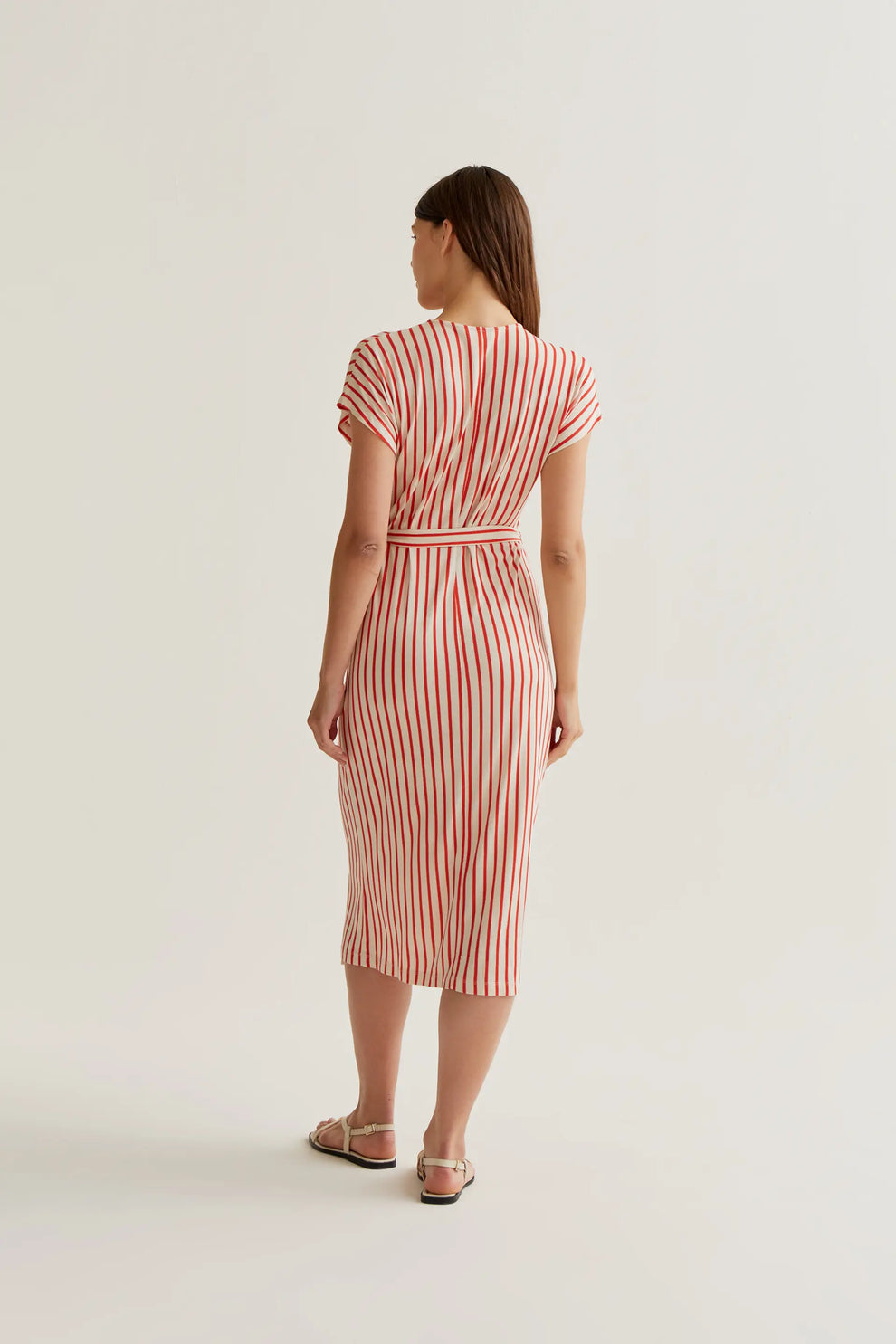 Red Striped Midi dress