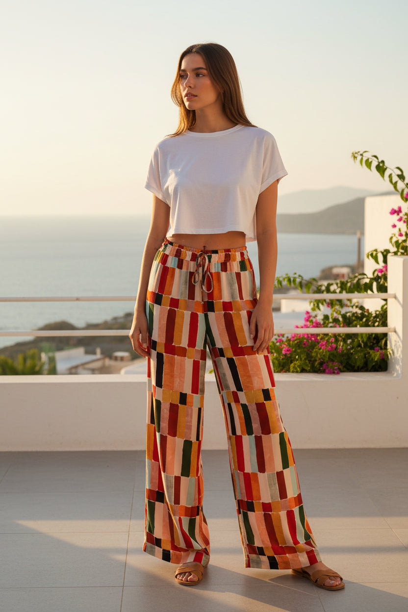 Pantalone palazzo fantasia