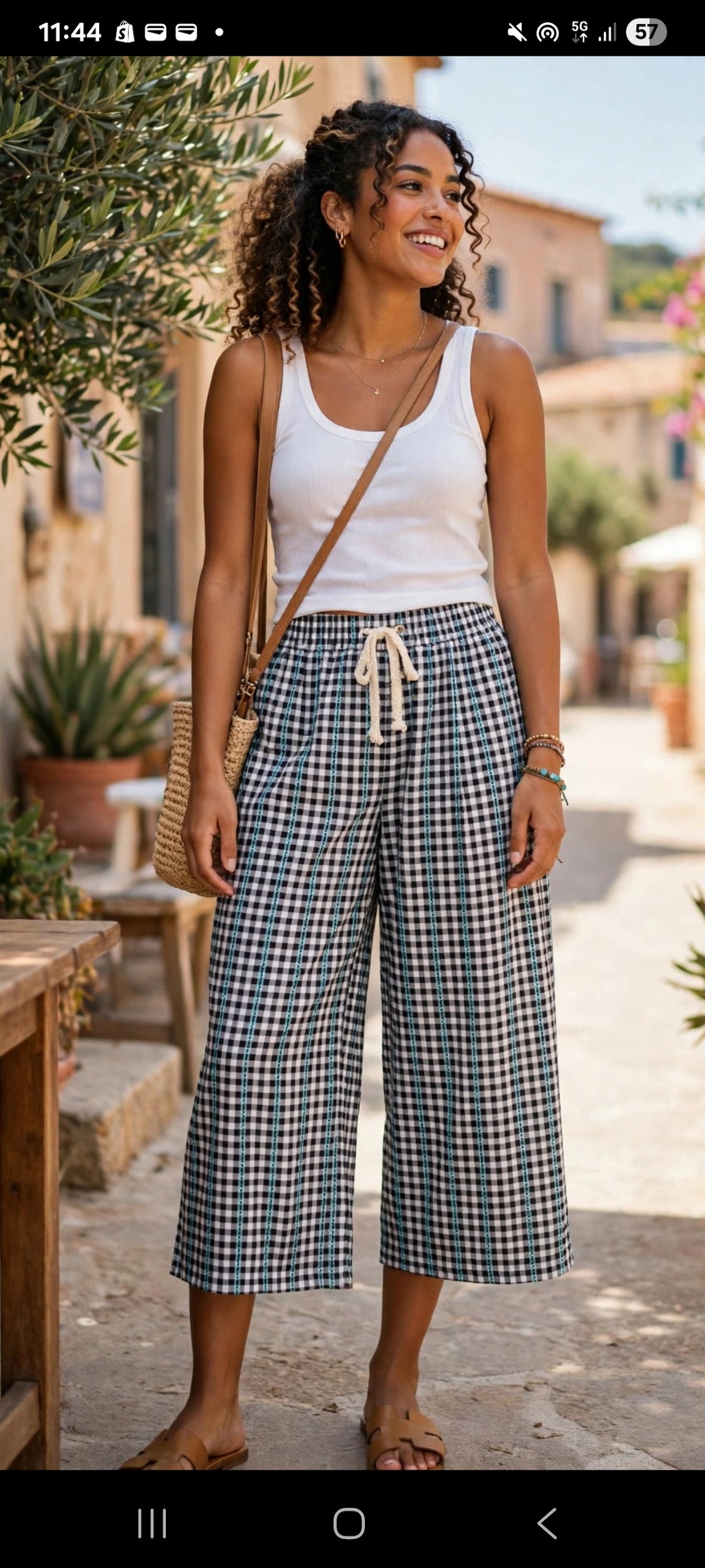 Pantalone Cropped in Cotone