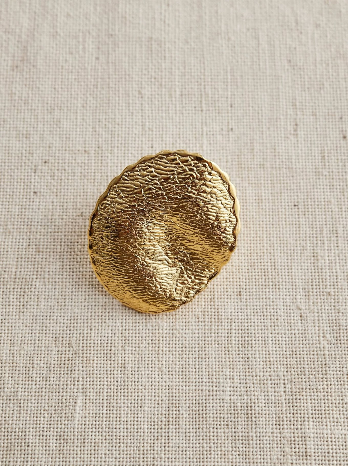 ANELLO FOGLIA - Anello Regolabile Disco Oro Martellato