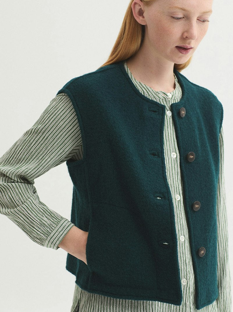 Gilet verde bosco 100% lana