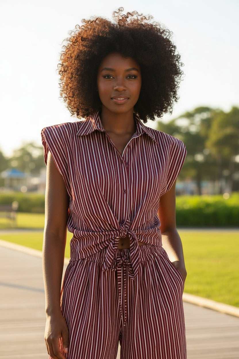 Camicia righe con spalline strutturate