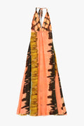 Abito lungo stampa tie-dye scollo allacciato