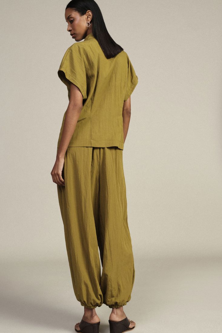 Trousers palazzo ampi con fondo elasticizzato