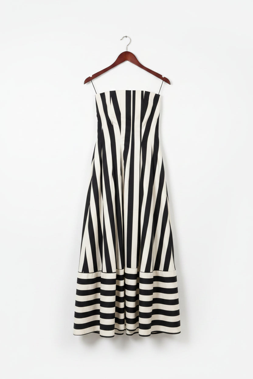Vestito fascia a righe bianco nero