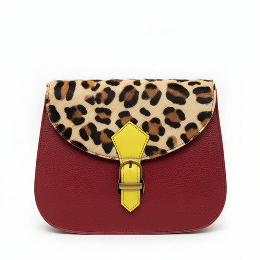 Borsa mezzaluna gheo bordeaux fibia gialla