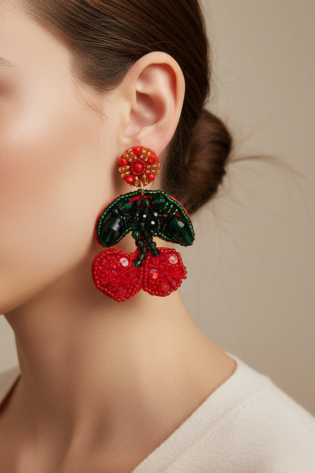 handmade cherry earrings