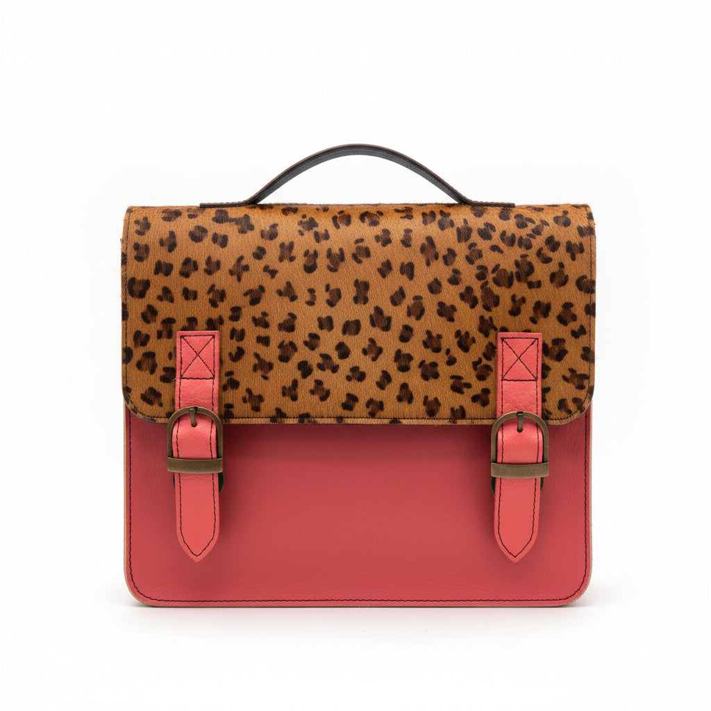 Borsa cartella ghepardo rosa