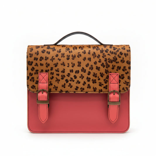 Borsa cartella ghepardo rosa