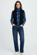 GILET IN MAGLIA - NERO / BLU - Chiusura a fiocco