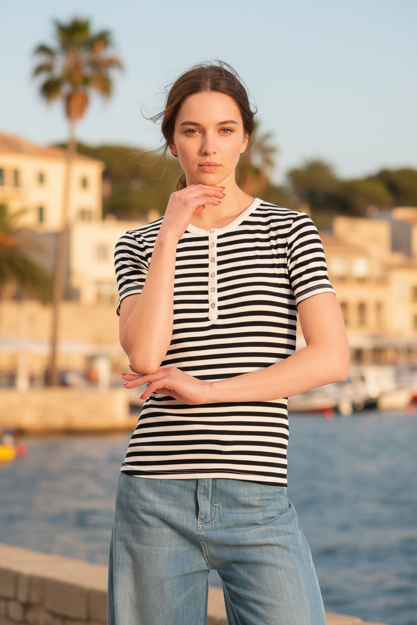 T - shirt serafino righe