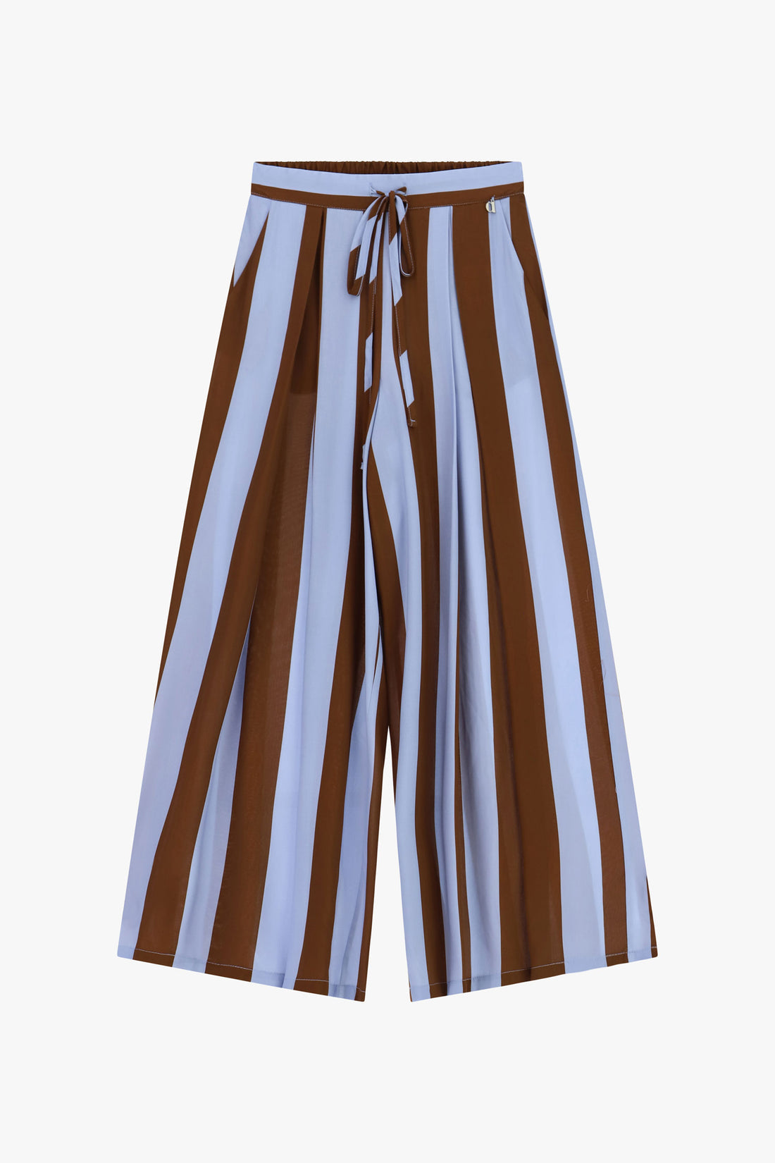 Pantaloni palazzo con motivo a righe e cintura
