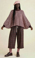 Maglione Oversize Poncho a Righe BORDEAUX -