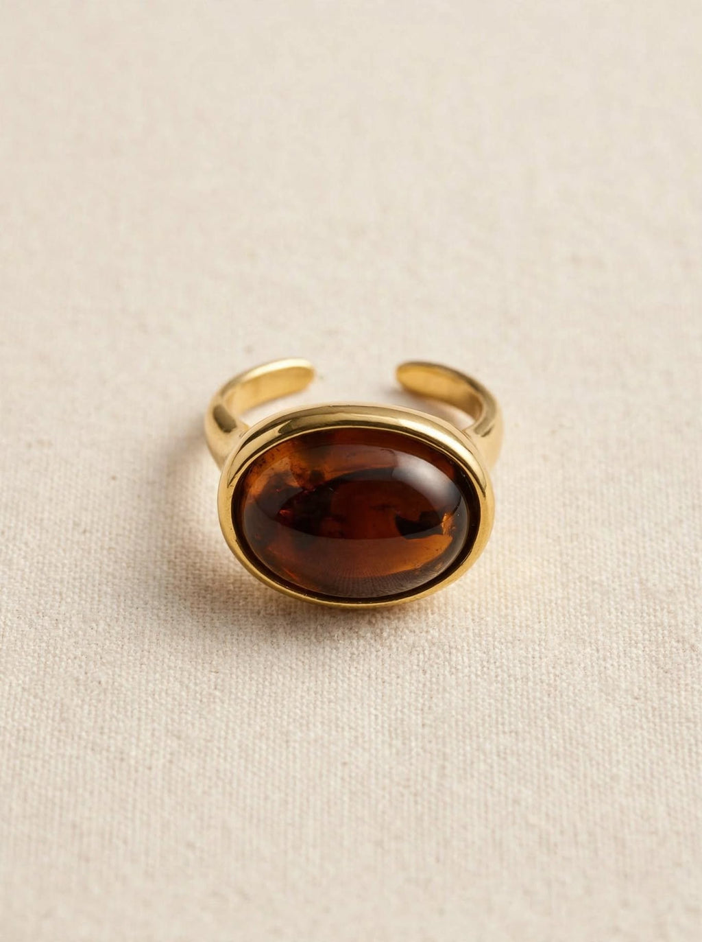 ANELLO OTTONE DORATO PIETRA AMBRA OVALE