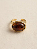 ANELLO OTTONE DORATO PIETRA AMBRA OVALE