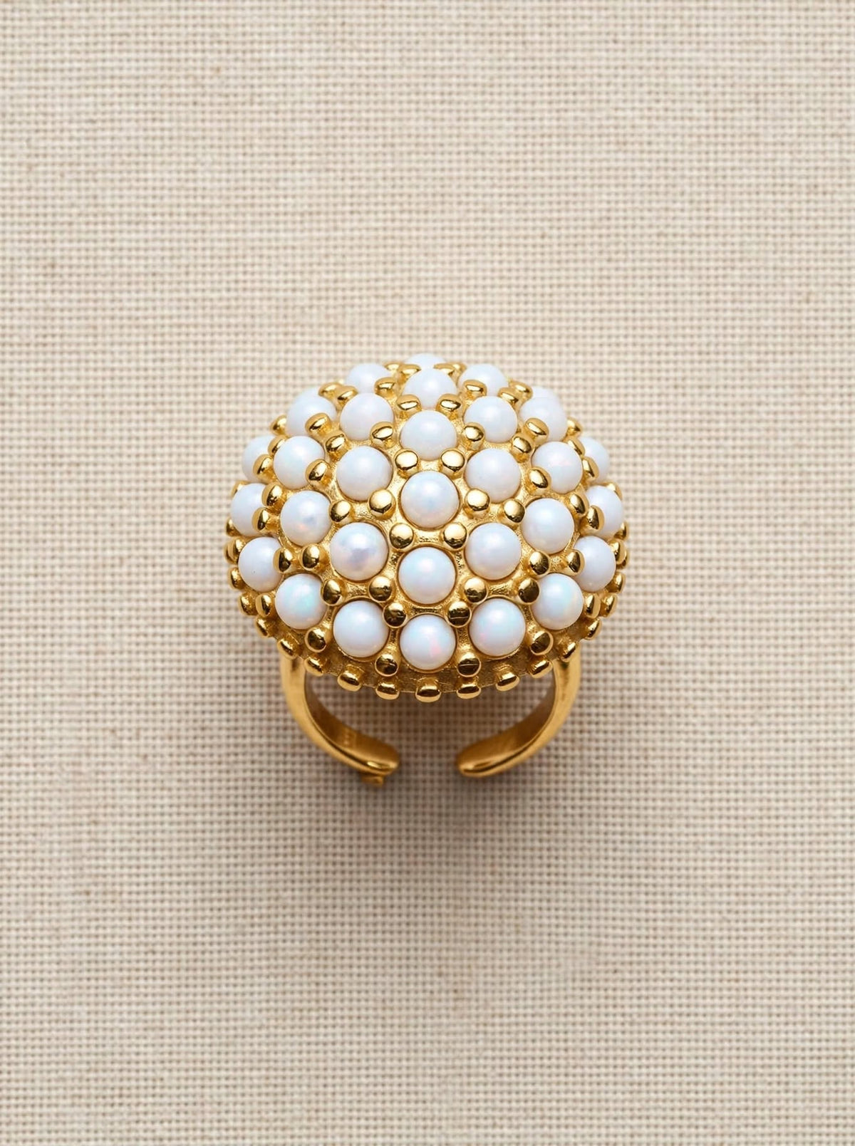 Anello Mamma Mia - Cupola Perle Bianche & Oro