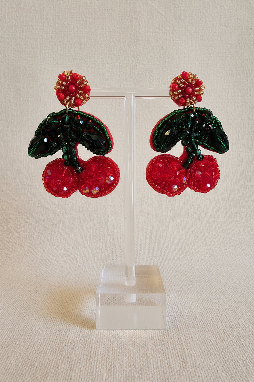 handmade cherry earrings