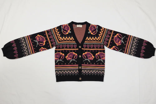ADRIAN CARDIGAN BLACK, WILD ROSES