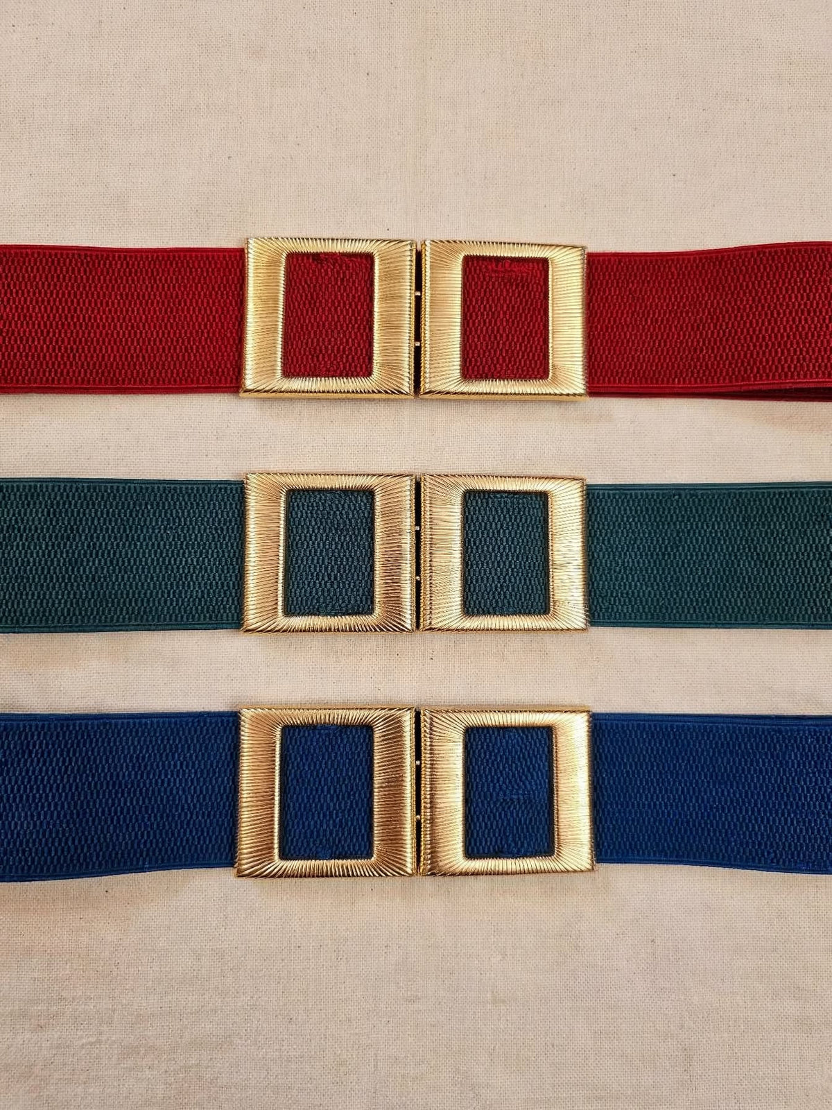 COLLEZIONE QUADRA - Cinture Elastiche Doppia Fibbia Oro