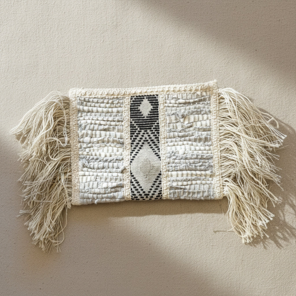 Pochette made in india frange bianca