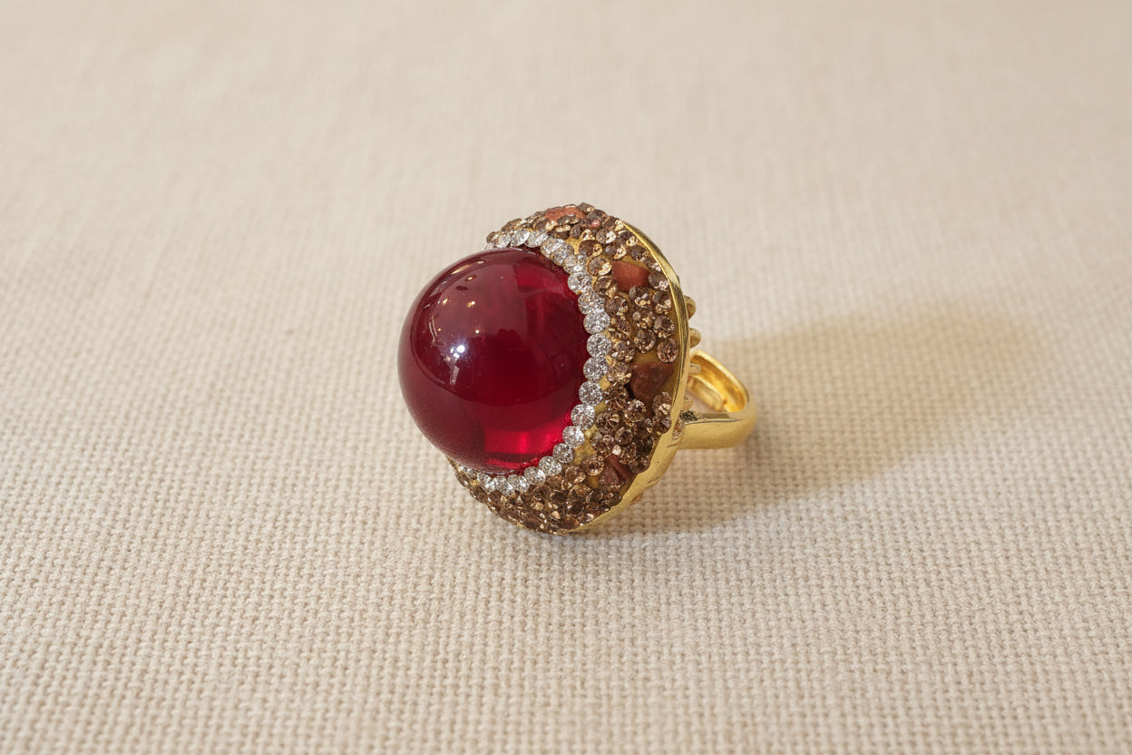Anello " Olmo" pietra rossa