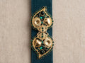 CINTURA ELASTICA BAROCCO EMERALD - Verde Petrolio con Fibbia Gioiello Oro