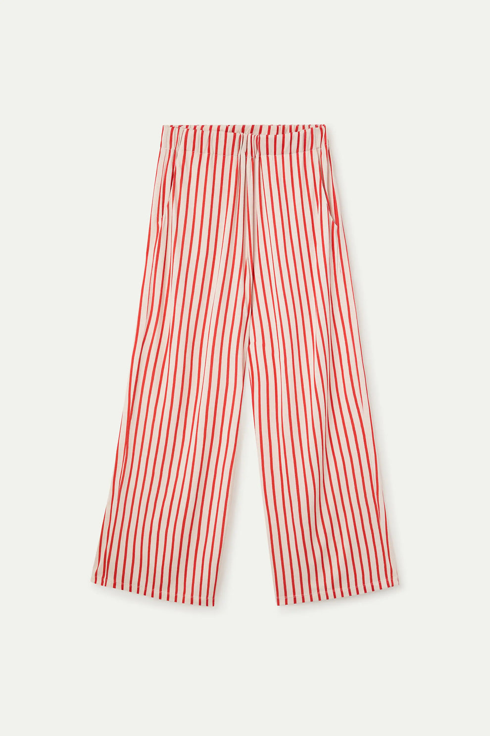 Trousers with red striped print