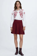 Camicia Ricamata Alina - Bianco / Bordeaux