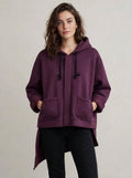 Felpa Oversize Cappuccio Asimmetrica - viola