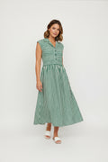 Green Striped Midi dress