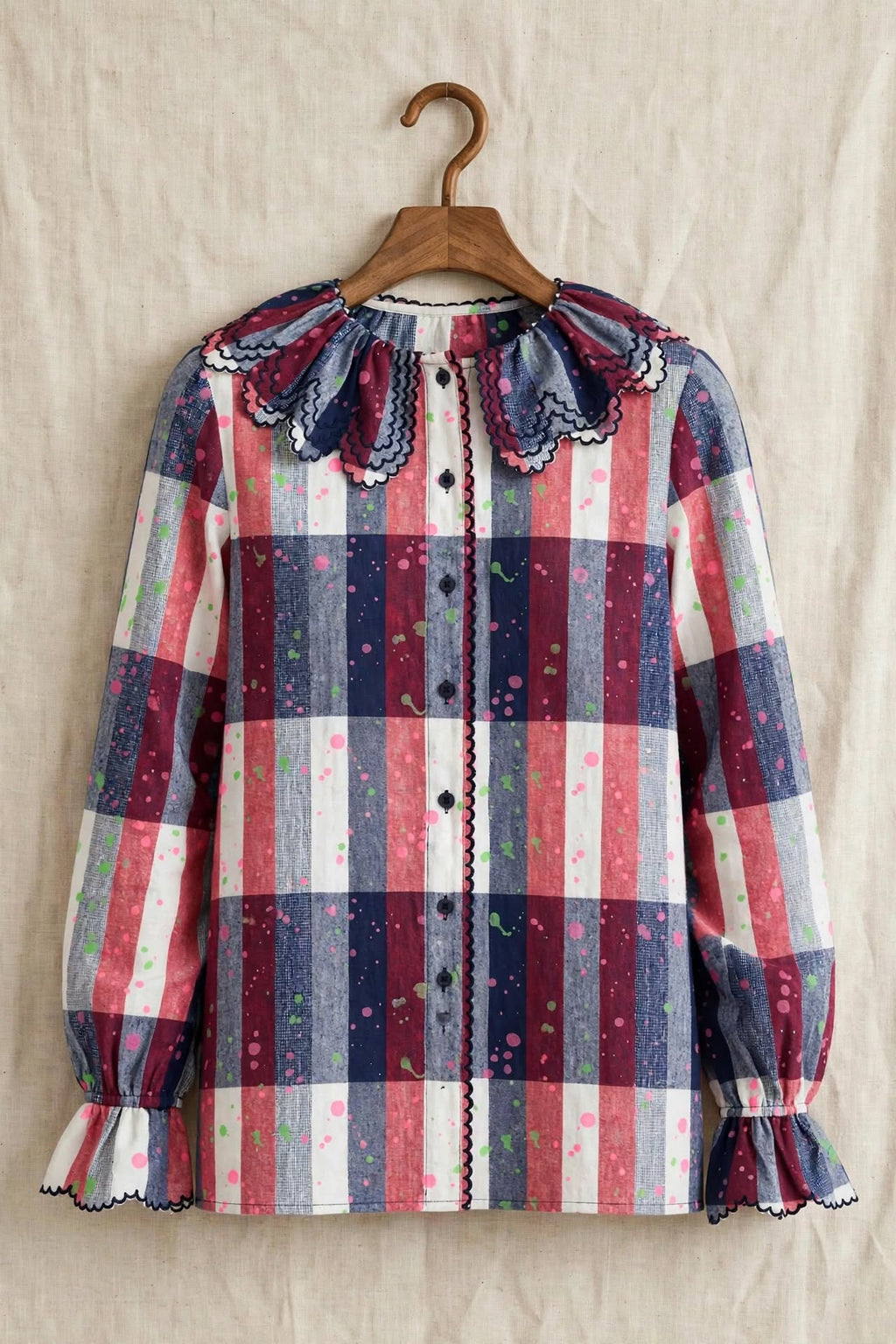 CAMICIA BONNIE - Colletto Claudine a Quadri