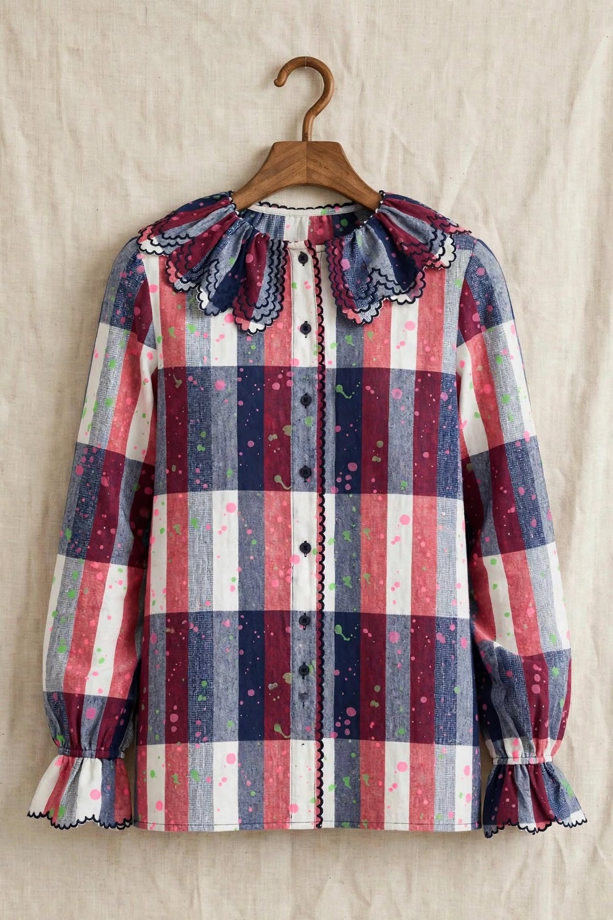 CAMICIA BONNIE - Colletto Claudine a Quadri