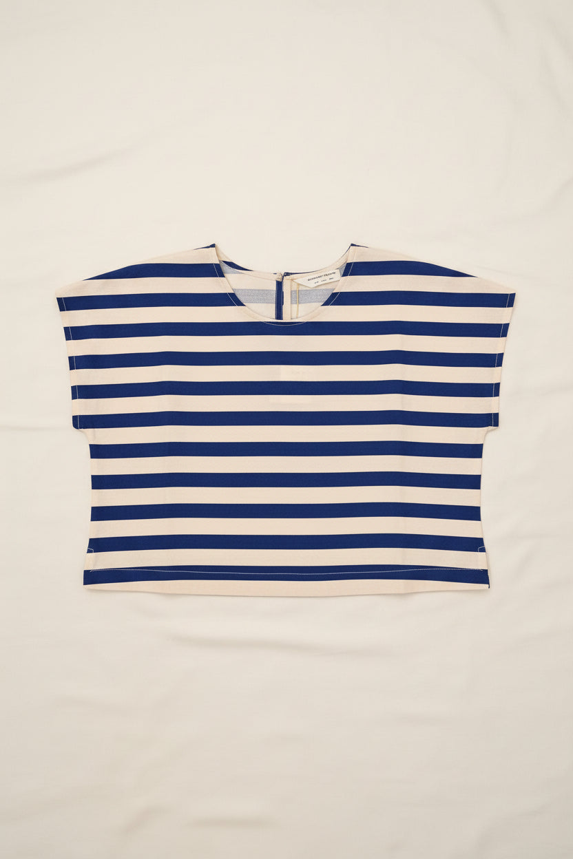Top scatoletta righe blu