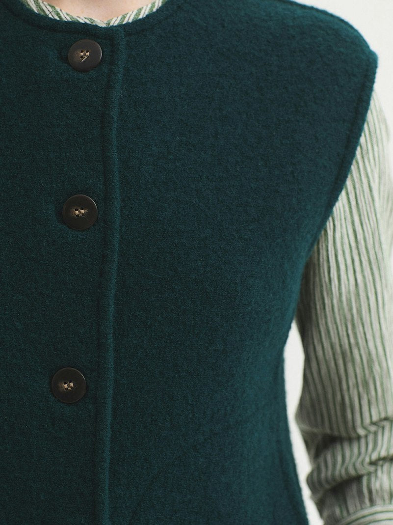 Gilet verde bosco 100% lana