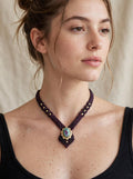ANANDA - Choker in Macramè e Rubino in Zoisite