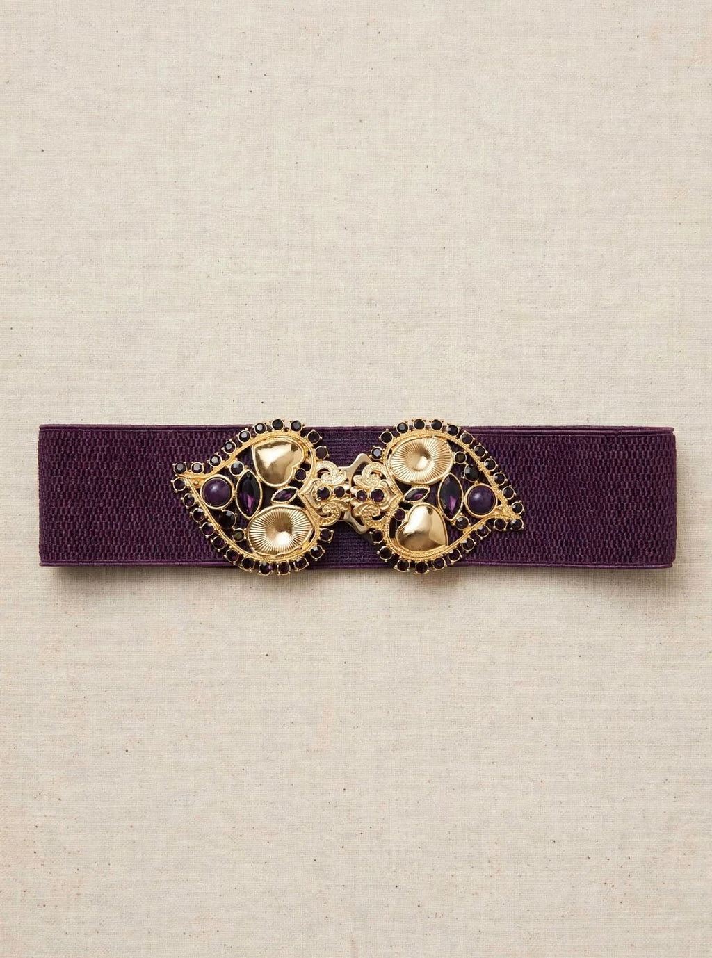 CINTURA ELASTICA BAROCCO AMETHYST - Prugna Bordeaux con Fibbia Gioiello Oro