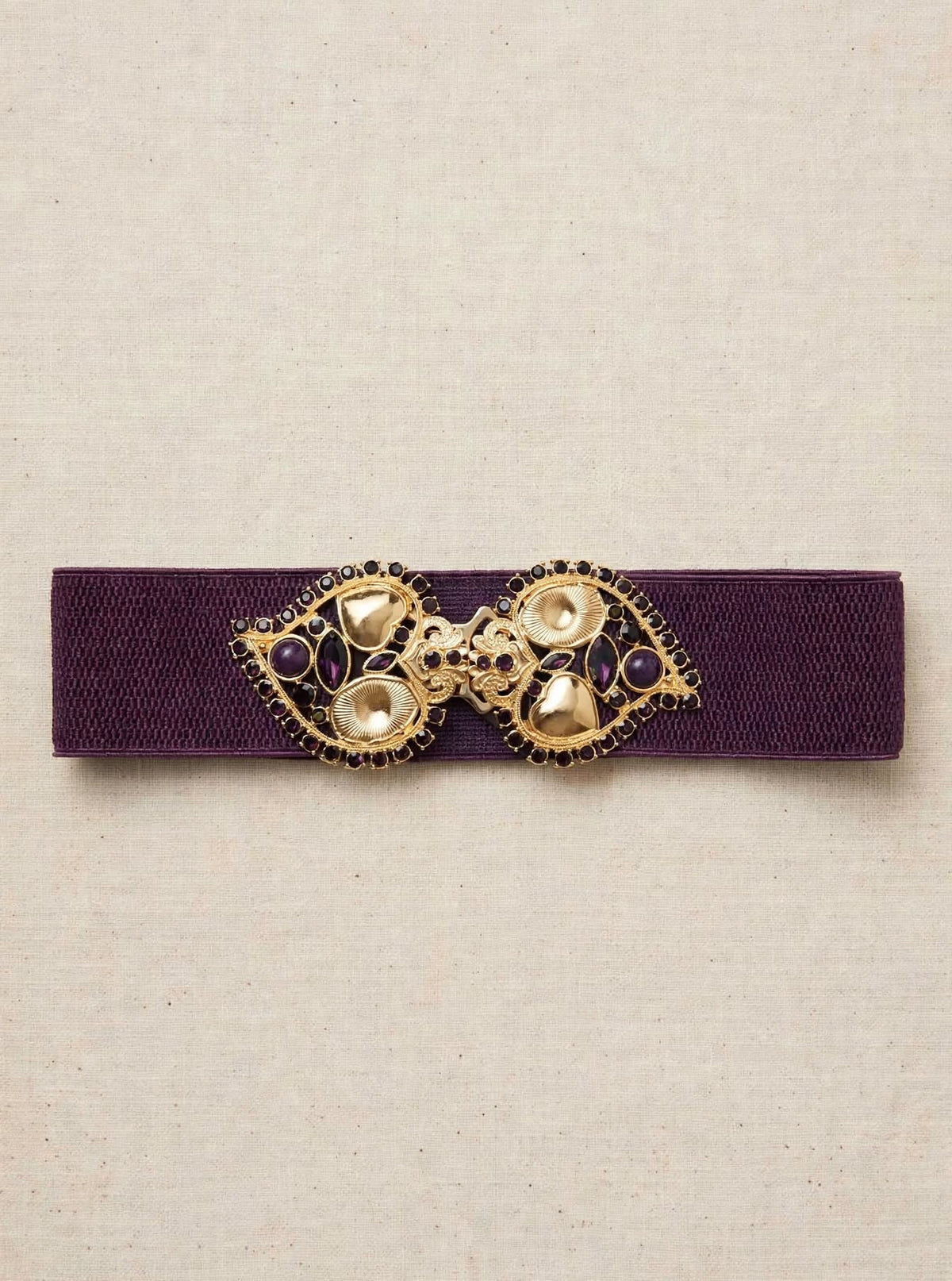 CINTURA ELASTICA BAROCCO AMETHYST - Prugna Bordeaux con Fibbia Gioiello Oro