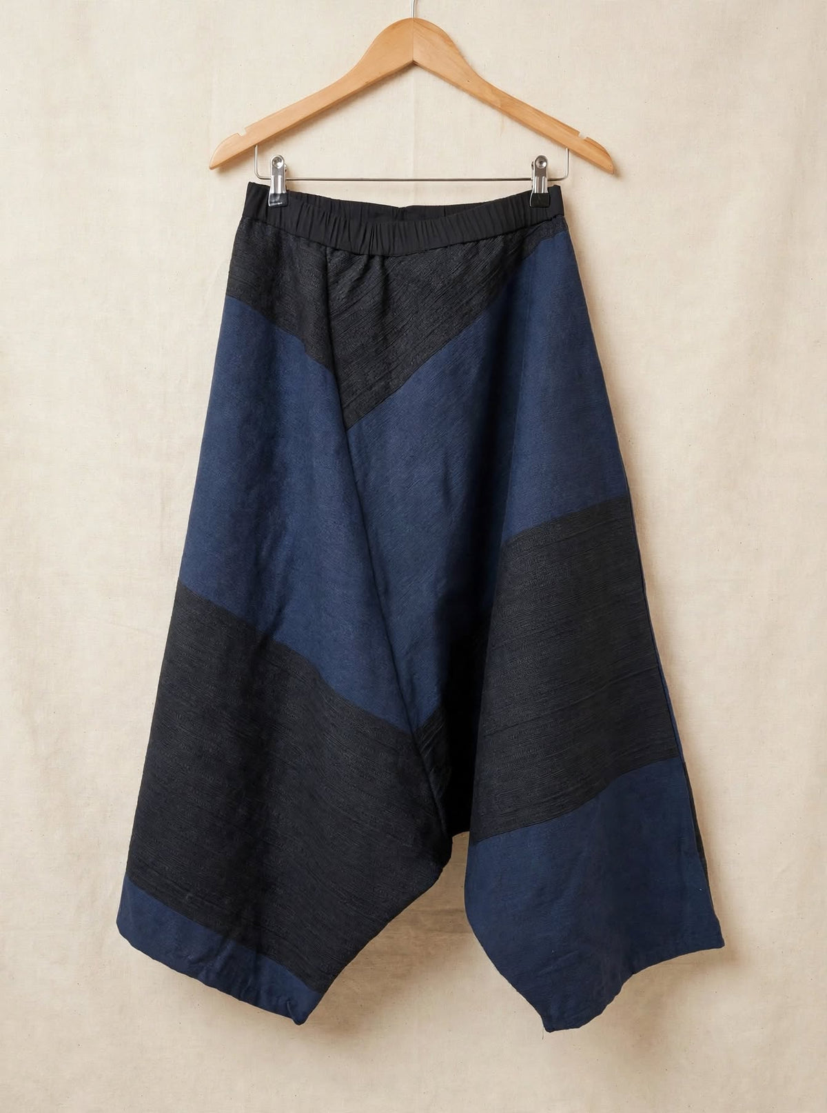 Pantalone Sarouel Patchwork Gea - Blu Notte / Antracite - Made in Italy