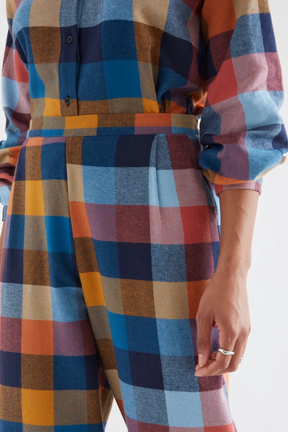 Pantaloni in 100% cotone quadri multicolore