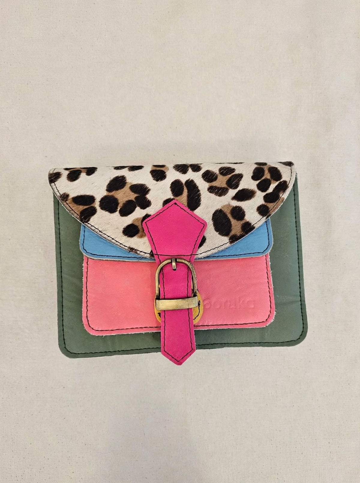 DOLCE LEOPARD - Mini Borsa Rosa Pesca, Azzurro e Salvia