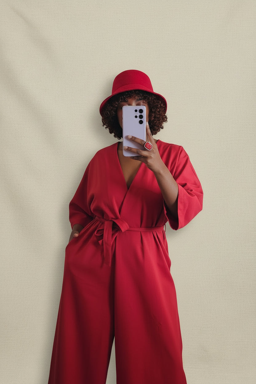 Jumpsuit manica kimono rossa