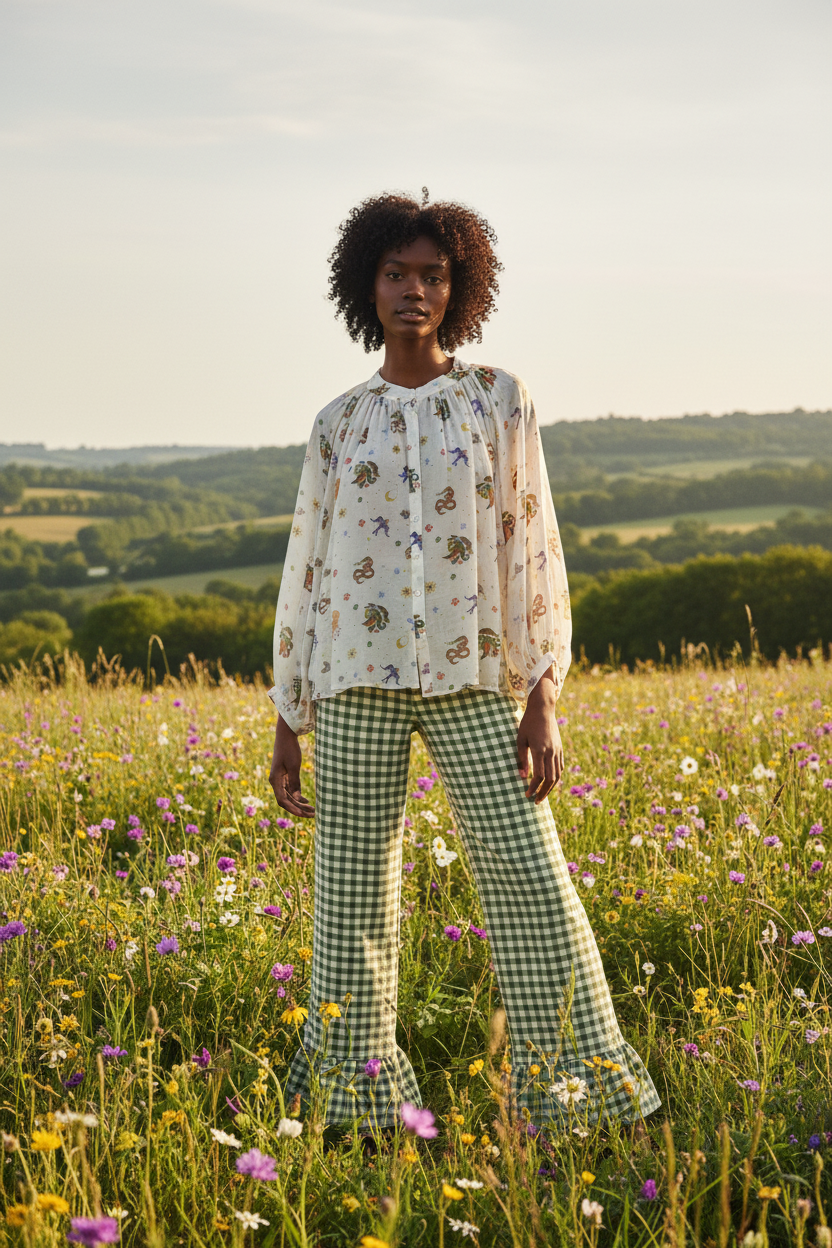 Pantalone verde Vichy