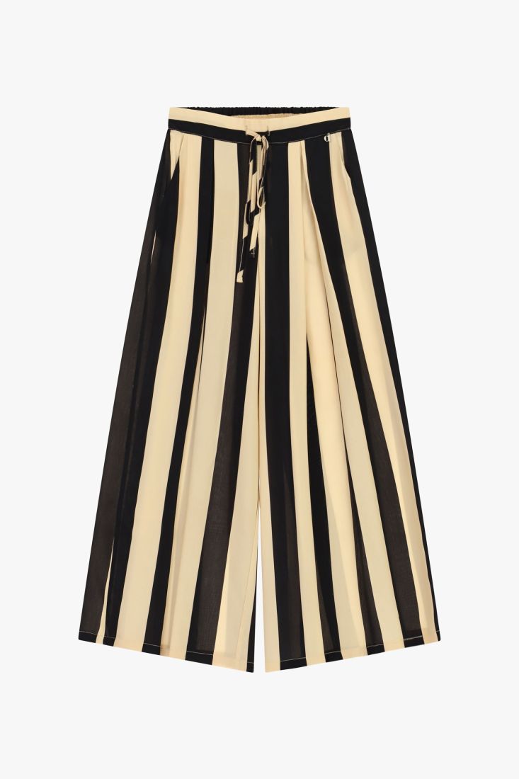 Pantaloni palazzo a righe con cintura
