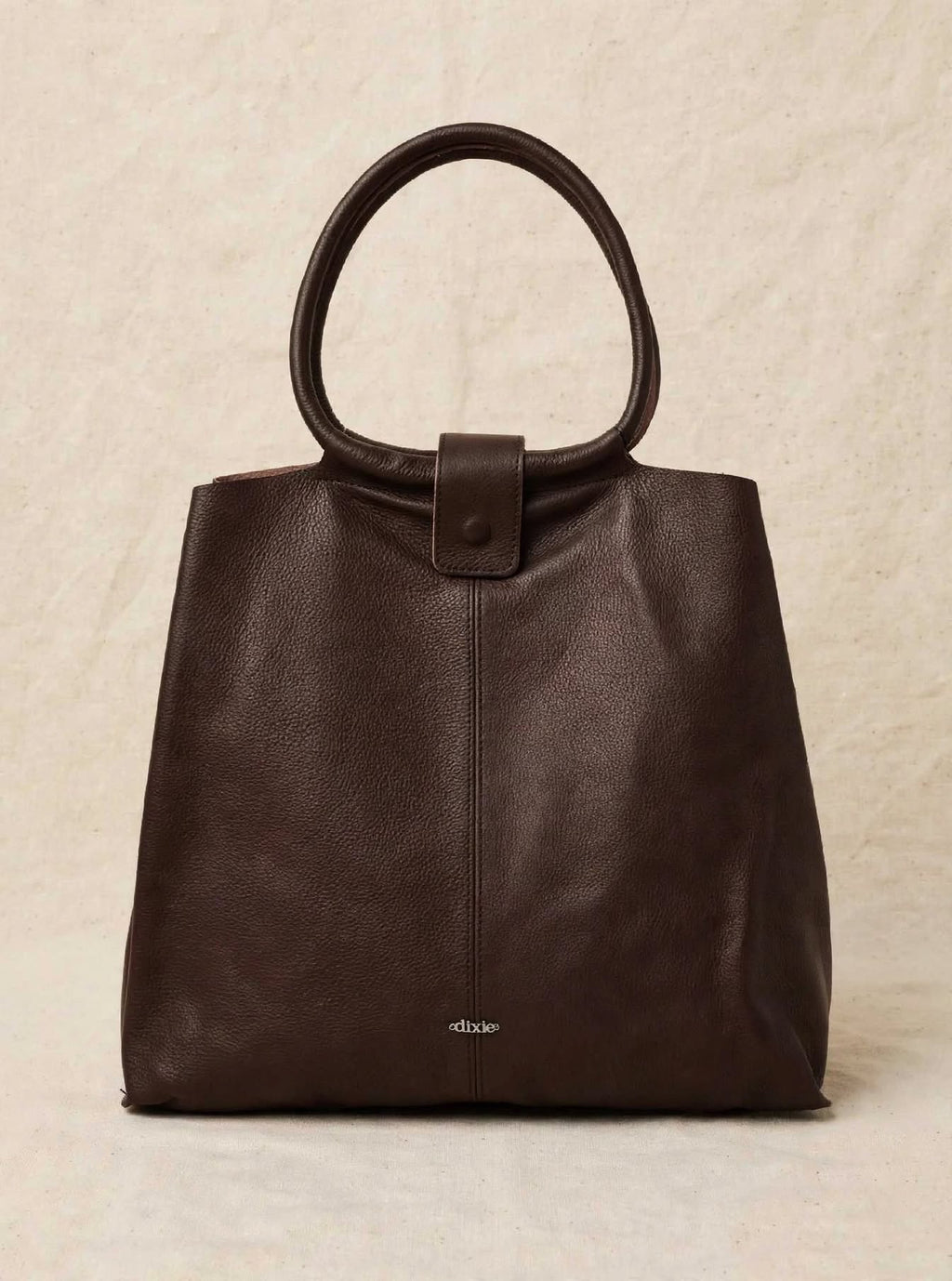 Borsa Tote in Pelle moro   con Manici Circolari + Pochette