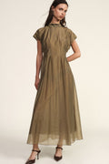 Vestito midi svasato con fiocco al collo
