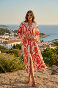 Kimono lungo ricamato a mano