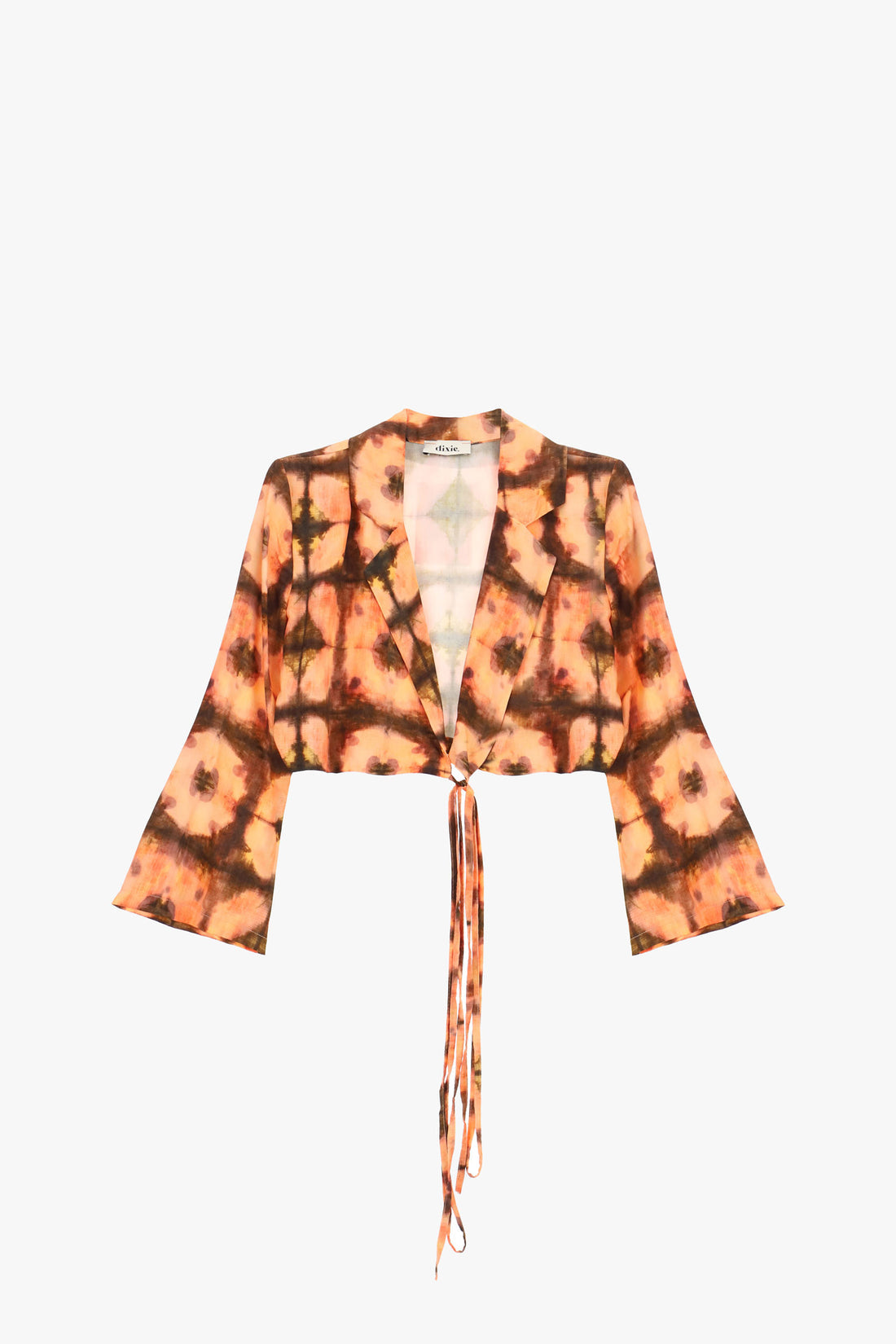 Camicia cropped fantasia con nodo frontale