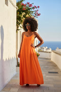 Abito satin arancio