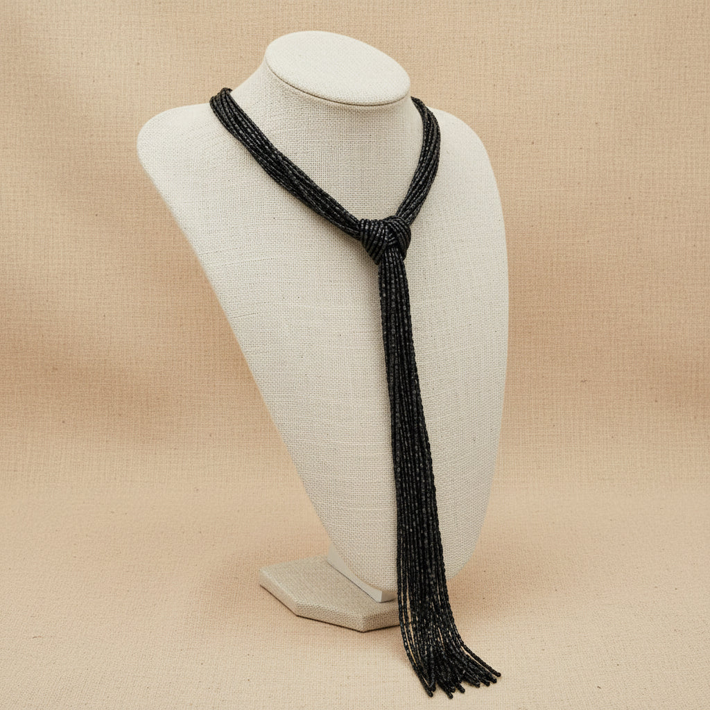 Collana cravattino perline nera