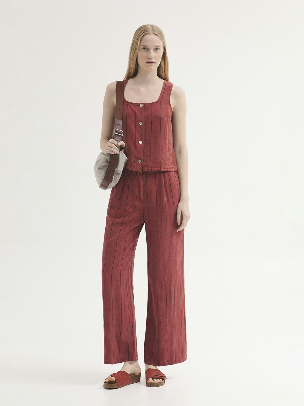 Pantaloni a righe in Tencel overdye